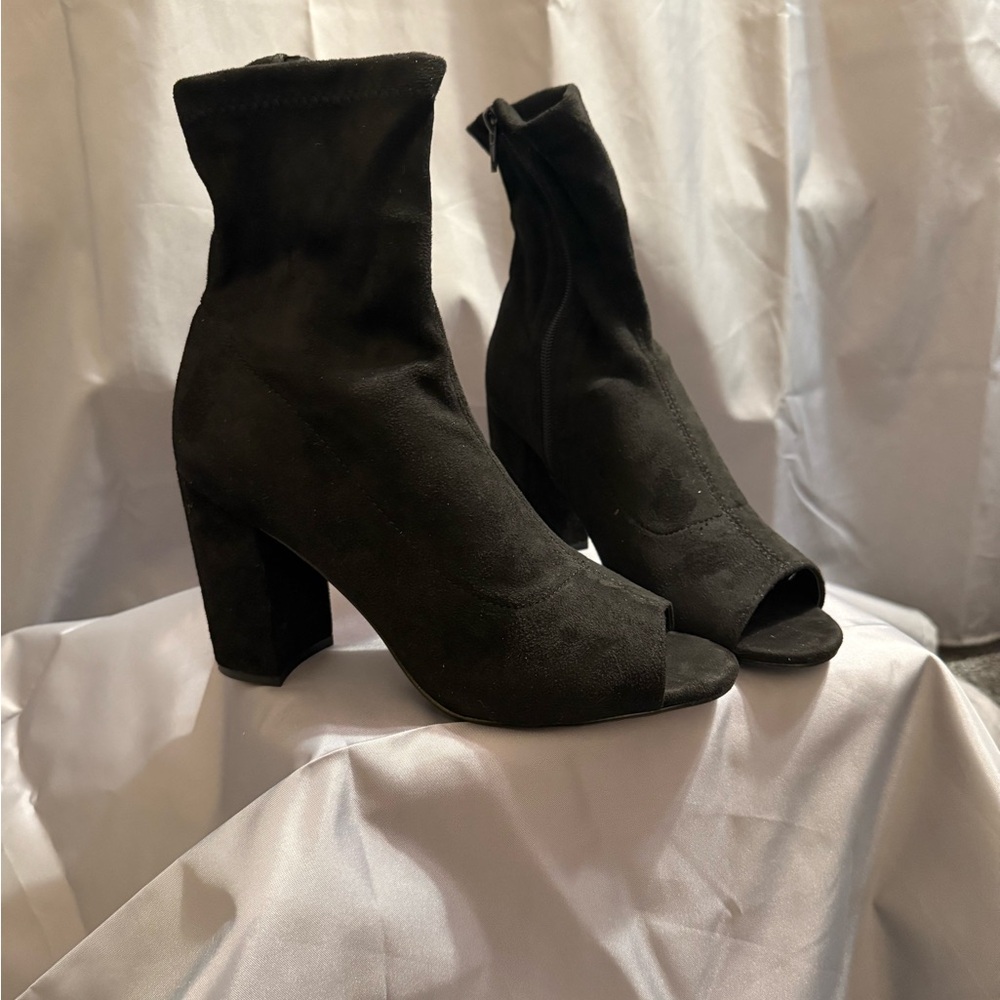 Elegant Black Peep-Toe Ankle Boots